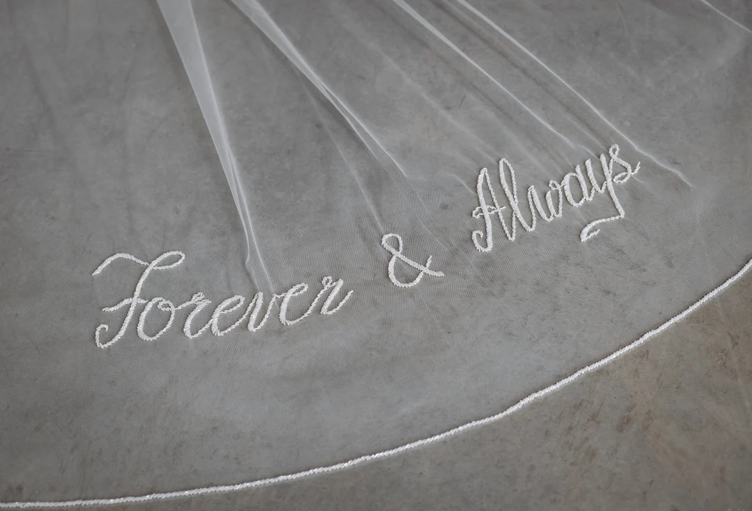 Wedding Veil With Letters, Initials, Date, Monogram. Your Favorite Phrases. Forever and Always Ve... | Etsy (US)