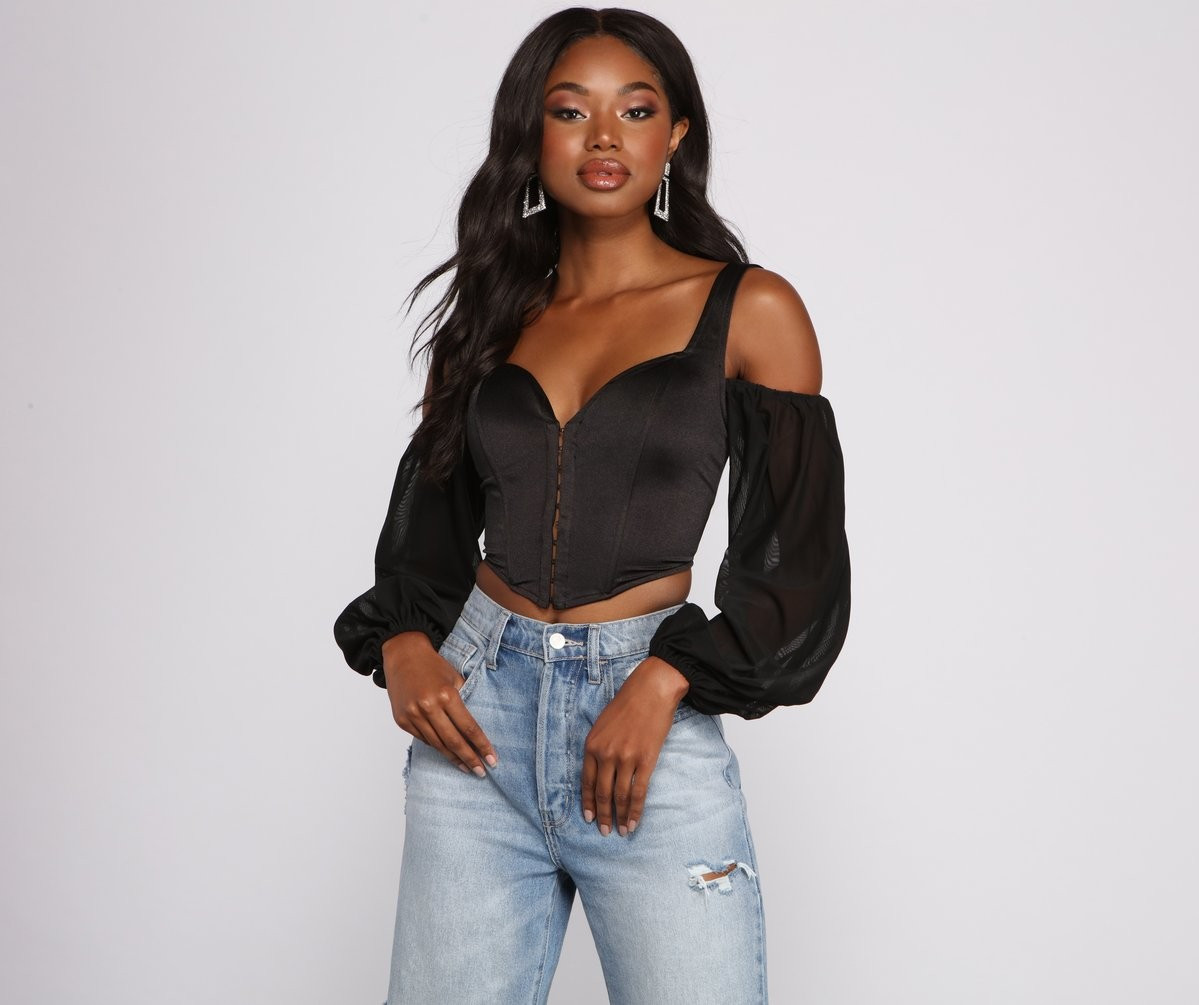 Feelin' Luxe Satin Corset Crop Top | Windsor Stores