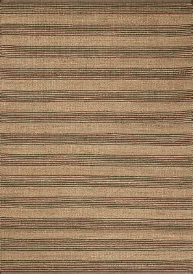 Judy JUD-06 Natural/Chocolate Jute/Cotton Handwoven Striped Area Rug | Rugs Direct