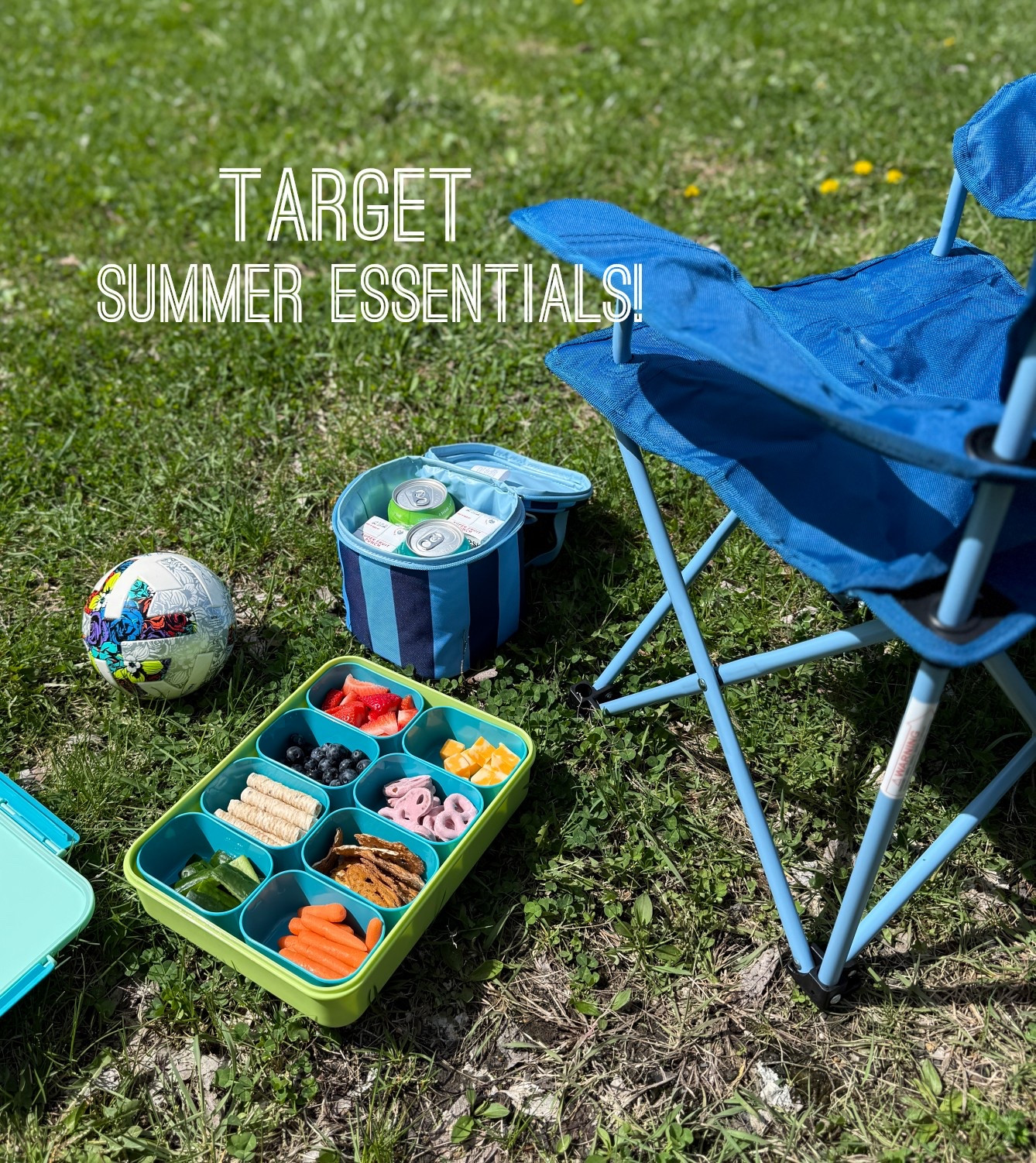 Affordable summer finds from @Target we love the $10 kids chair for the sidelines and the $10 to go snackle box is a game changer. #targetpartner #target