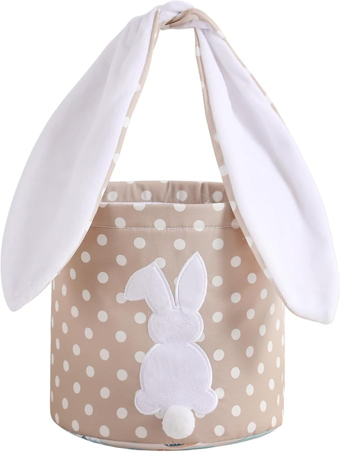 MONOBLANKS Easter Bunny Basket Bags Carrying Gift and Eggs Hunt Bag,Rabbit Canvas Toys Bucket Tot... | Amazon (US)