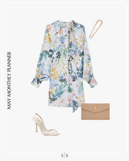 Monthly outfit planner: MAY: Spring looks | floral dress, neutral clutch, strap sandal, hair pin 

See the entire calendar on thesarahstories.com ✨ 


#LTKStyleTip