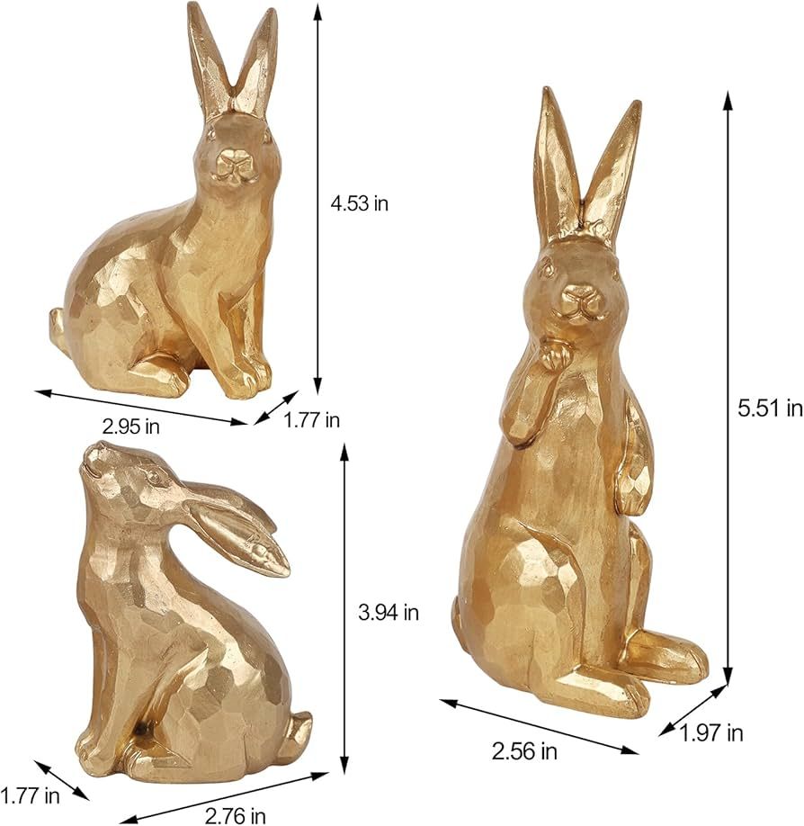 Glintoper 3 Pack Easter Bunny Figurines Decor, Mini Resin Golden Bunnies Spring Sculpture Tableto... | Amazon (US)