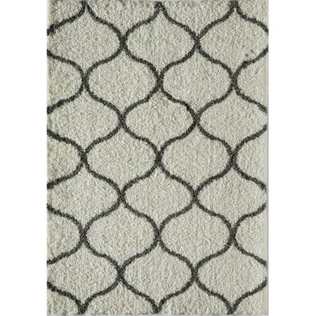 Rugs America Feather Shag Collection Ivory Charcoal Links FH200B Contemporary Geometric Area Rug 8'  | Walmart (US)