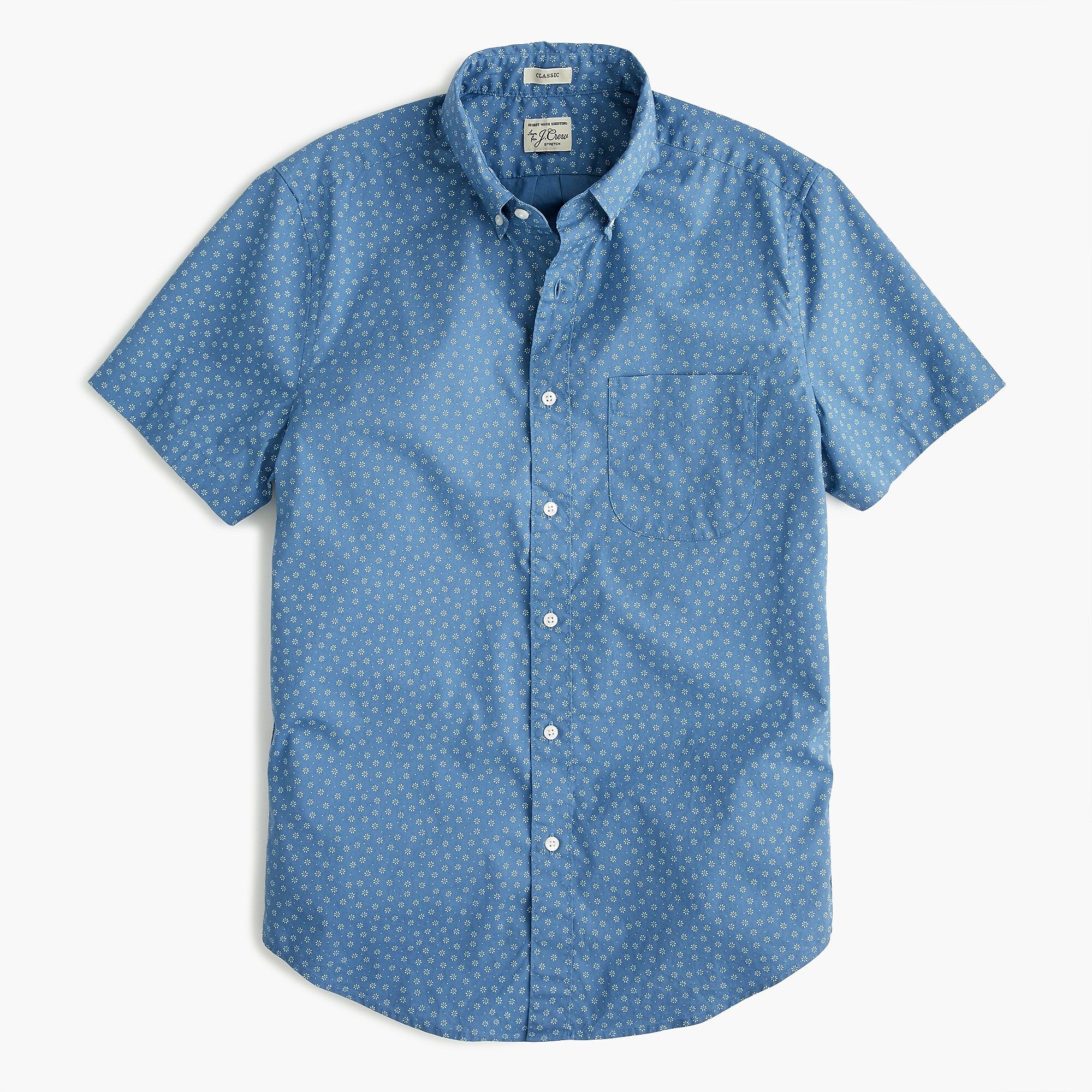 Stretch short-sleeve Secret Wash shirt in daisy print | J.Crew US