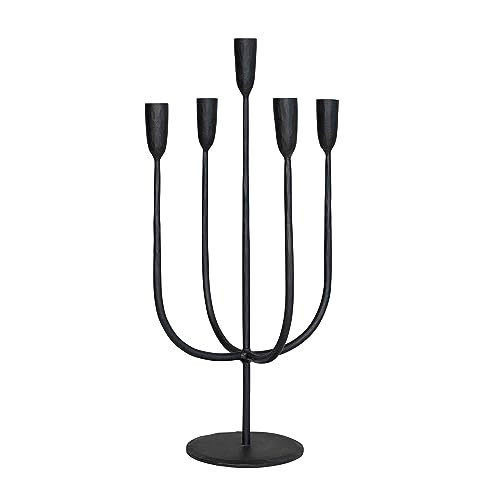 Creative Co-Op Round Hand-Forged 5 Taper Metal Candelabra, Black | Amazon (US)
