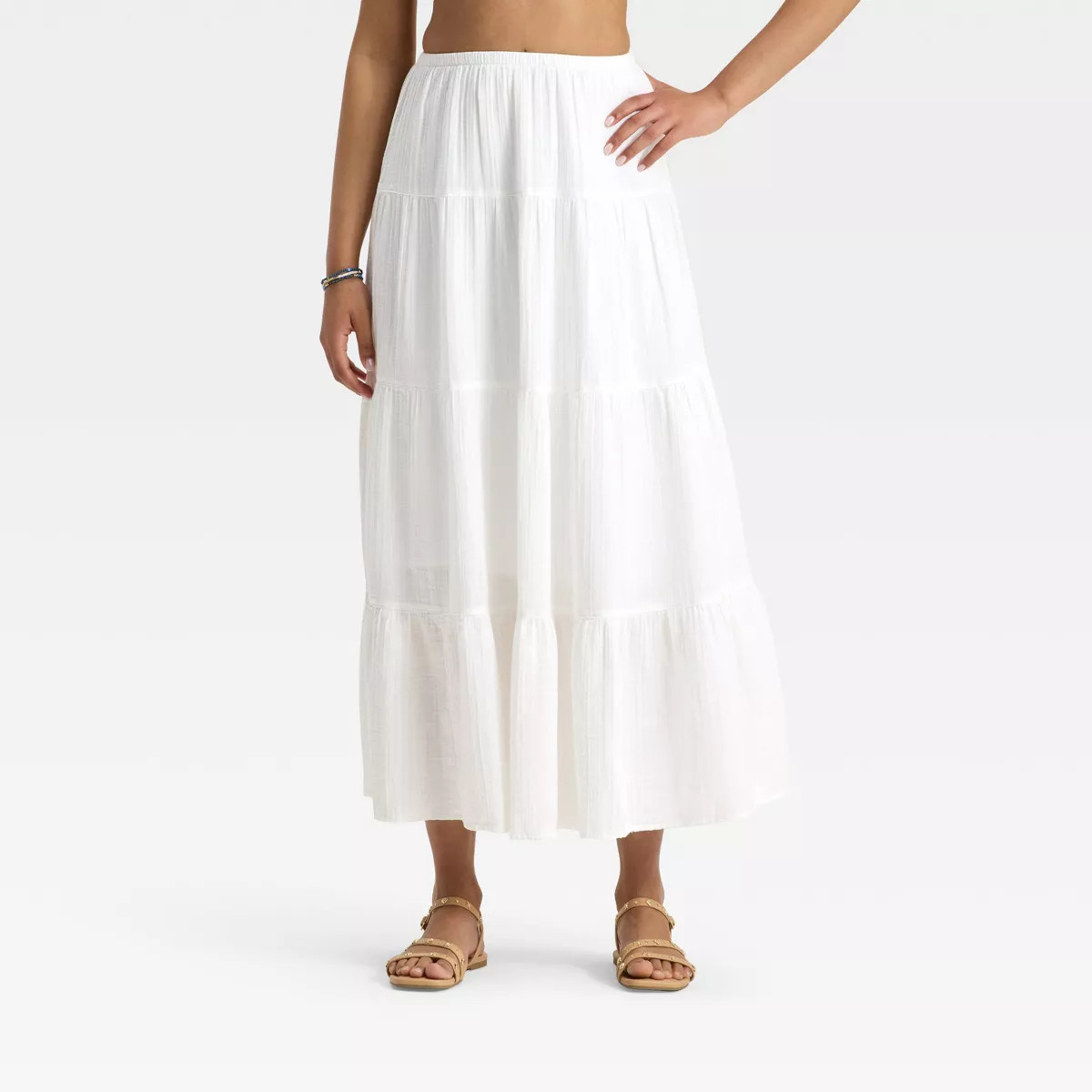 Women's Crinkle Gauze Pull-On Maxi Skirt - Universal Thread™ White | Target