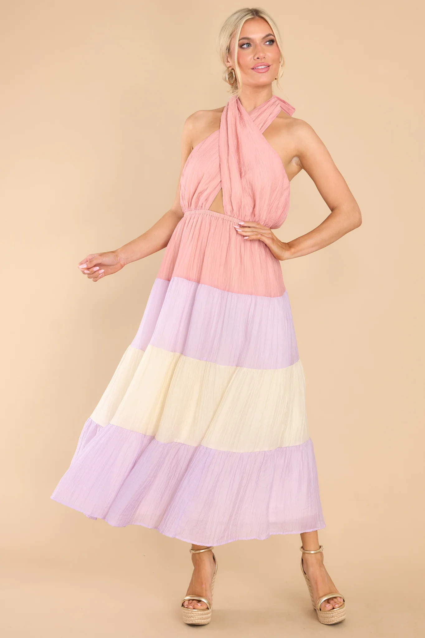Falling Into Love Pink Multi Maxi Dress | Red Dress 