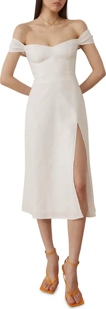 Bridgton Off the Shoulder Linen Midi Dress | Nordstrom