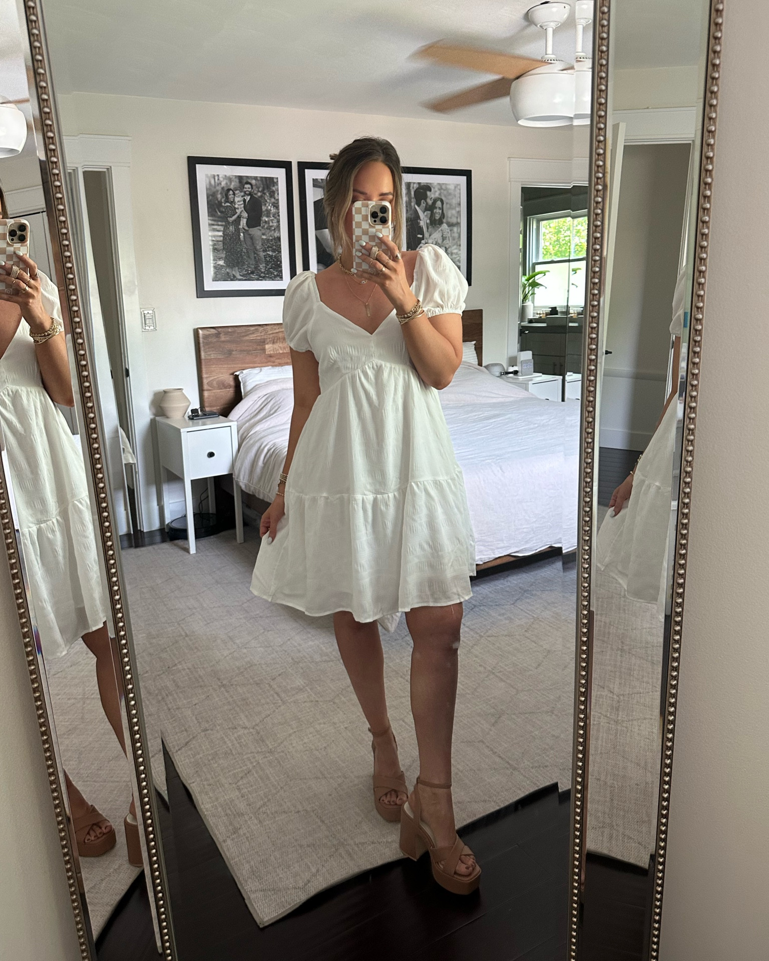 White dress 🥰 love this silhouette!!! I have it in white and lavender. In a size medium but definitely could of done a small 🤍 code 15MAKAYLA for 15% off!

White dress, brown heels, Bohme, shop Bohme 

#LTKFind #LTKSeasonal