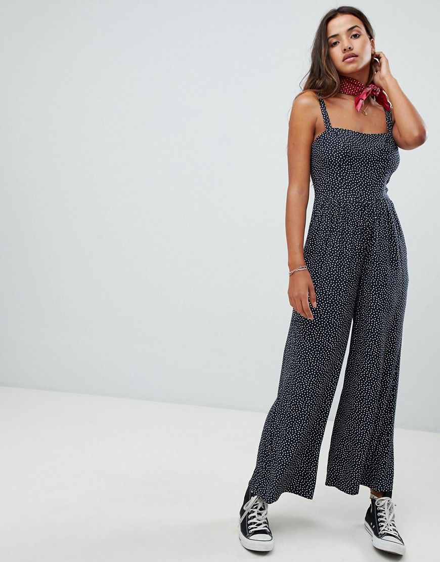 Abercrombie & Fitch jumpsuit with tie back bodice in ditsy spot-Multi | ASOS (Global)