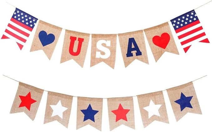 Generic 4th of July USA Banner-Decoration for Home - 4th of July Garland, Mantel Fireplace Decor ... | Amazon (US)