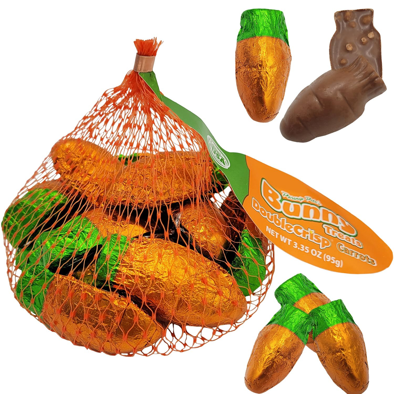 Easter Milk Chocolate Carrots Mesh Bags, Double Crisp Parsnip Pete's Bunny Treats, Individually W... | Amazon (US)