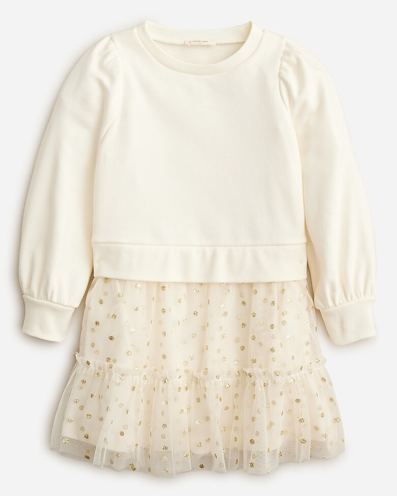 Girls' sweatshirt mixy dress with tulle | J. Crew US