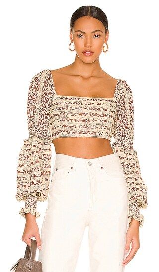 James Top in Priya Camel Floral | Revolve Clothing (Global)