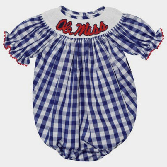 Ole Miss Rebels Smocked Girls Bubble Bishop Short Sleeve - Etsy | Etsy (US)