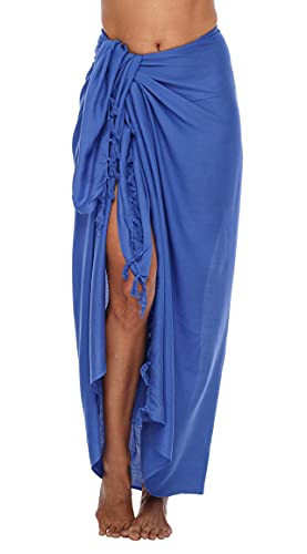 Shu-Shi Womens Beach Cover Up Sarong Swimsuit Cover-Up Many Solids Colors to choose,Royal Blue,One Size | Amazon (US)