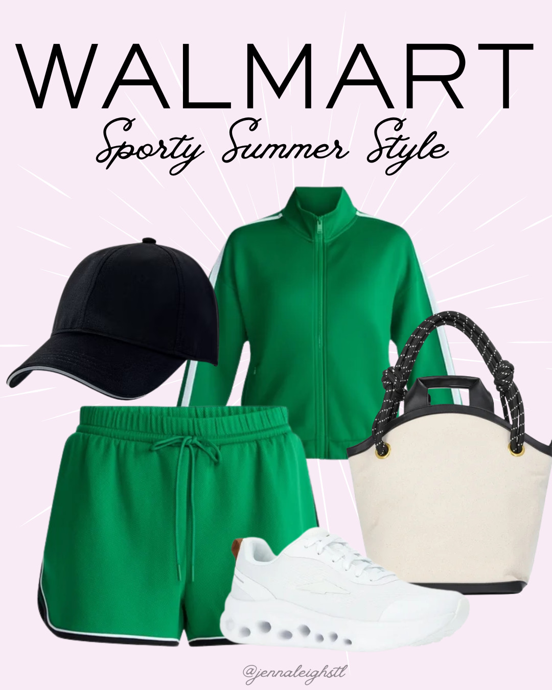 The perfect mix of sporty and cute with this Walmart outfit. Loving the green, white, and black color combo and how easy these pieces are for workouts, errands, or everyday summer wear. 

 #LTKootd #LTKActive #LTKMidsize