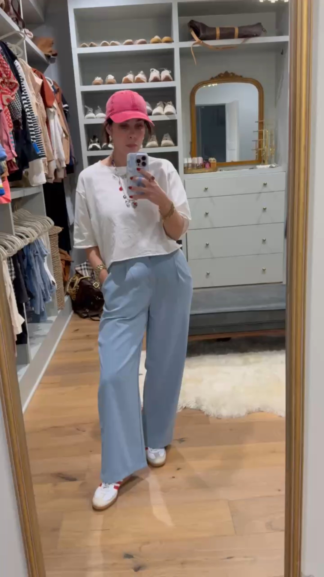 Easiest summer outfit to throw on and look super put together and chic! This white cropped tee is so versatile and these blue trousers are so easy to dress up or down! 

#summerstyle

Summer style. Casual summer outfit. Elevated casual summer outfit. Amazon fashion. Amazon white free people inspired boxy crop tee. Blue trouser pants. Summer work pants. Red white and blue summer outfit idea. Red distressed baseball cap. Red adidas. Free People charm necklace. Trendy charm necklace. Trendy summer style  

#LTKStyleTip #LTKSummerEdit #LTKFindsUnder100