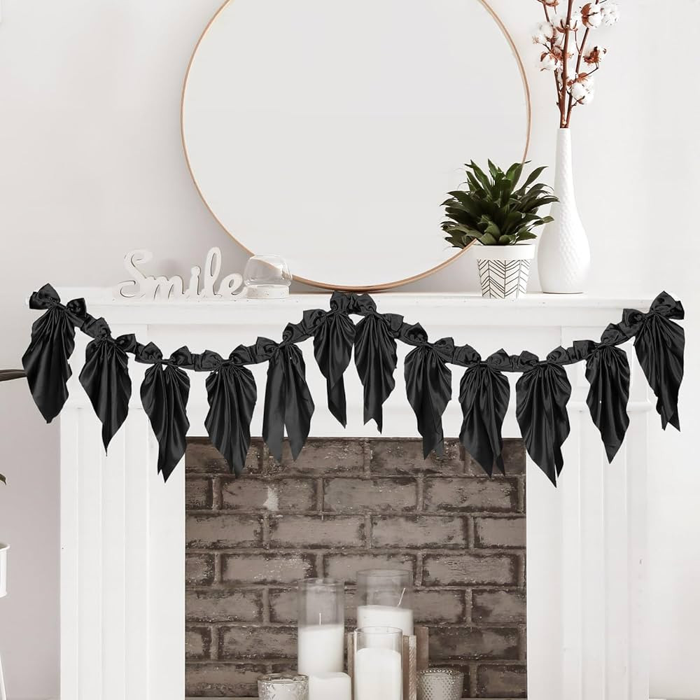 Bow Garland Banner Silk Bow Hanging Banner for Girls Bridal Shower Coquette Baby Shower Decor Bac... | Amazon (US)