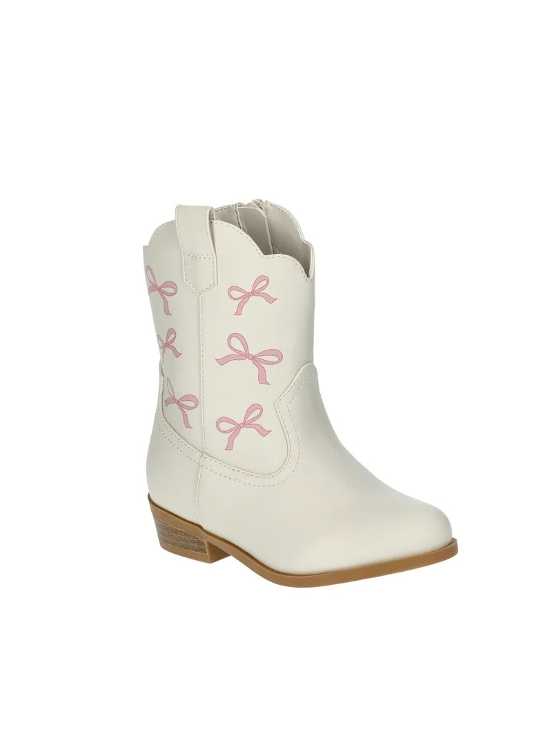 Wonder Nation Girls Bow Print Western Cowgirl Boots | Walmart (US)
