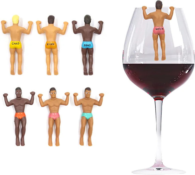 Amazon.com | NPW Classic Themed Reuseable Glass Drink Markers, 6, Clear and Multi color: Glass Ma... | Amazon (US)