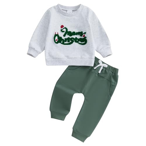 Toddler Baby Boys Christmas Outfit Merry Christmas Sweatshirt Long Sleeve Shirt Pants 2Pcs Fall W... | Amazon (US)