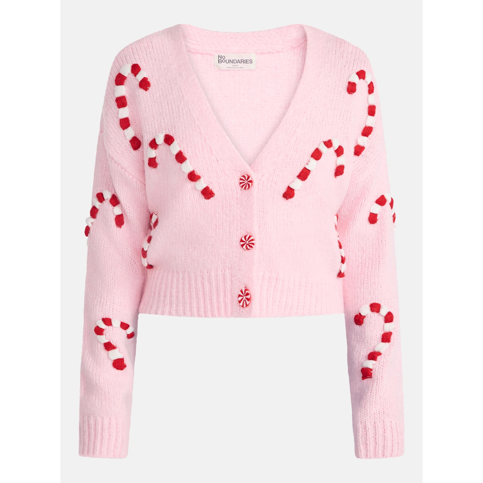 No Boundaries Embroidered Christmas Cardigan, Women's & Women's Plus | Walmart (US)