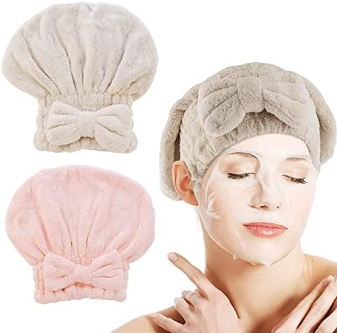 AEVBSOY 2 Pack Microfiber Hair Drying Caps Hair Drying Towel Super Absorbent Hair Towel Wrap Fast... | Amazon (US)