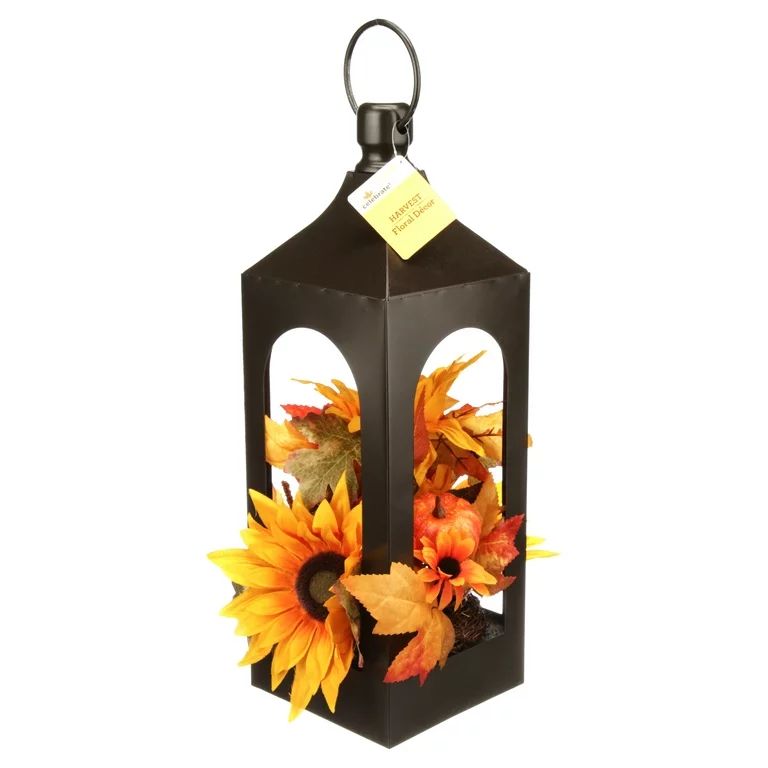 Way to Celebrate Lantern Floral Arrangement Table Top Decoration, 17.75" - Walmart.com | Walmart (US)