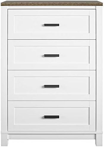 Ameriwood Home Chapel Hill 4 Drawer Dresser in White | Amazon (US)