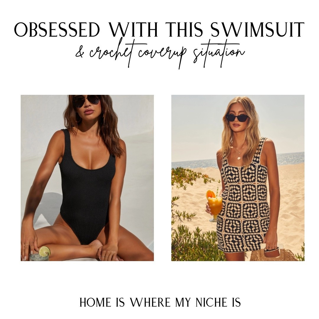 S W I M / obsessed with this scrunch one piece & crochet coverup situation 

#LTKsummer #LTKswimwear #LTKsale