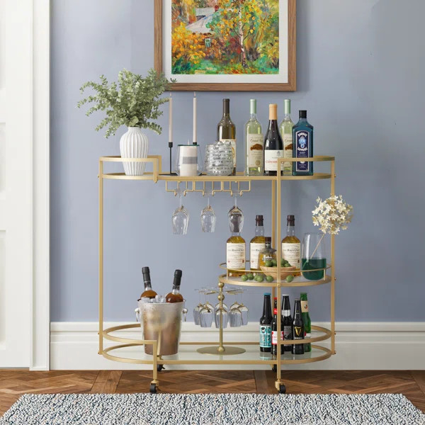 Cara Gold Bar Cart | Wayfair North America
