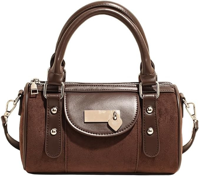 Y2k Cute Shoulder Bag, Vintage Faux Suede Handbags for Women, Trendy Underarm Brown Purse for Fal... | Amazon (US)