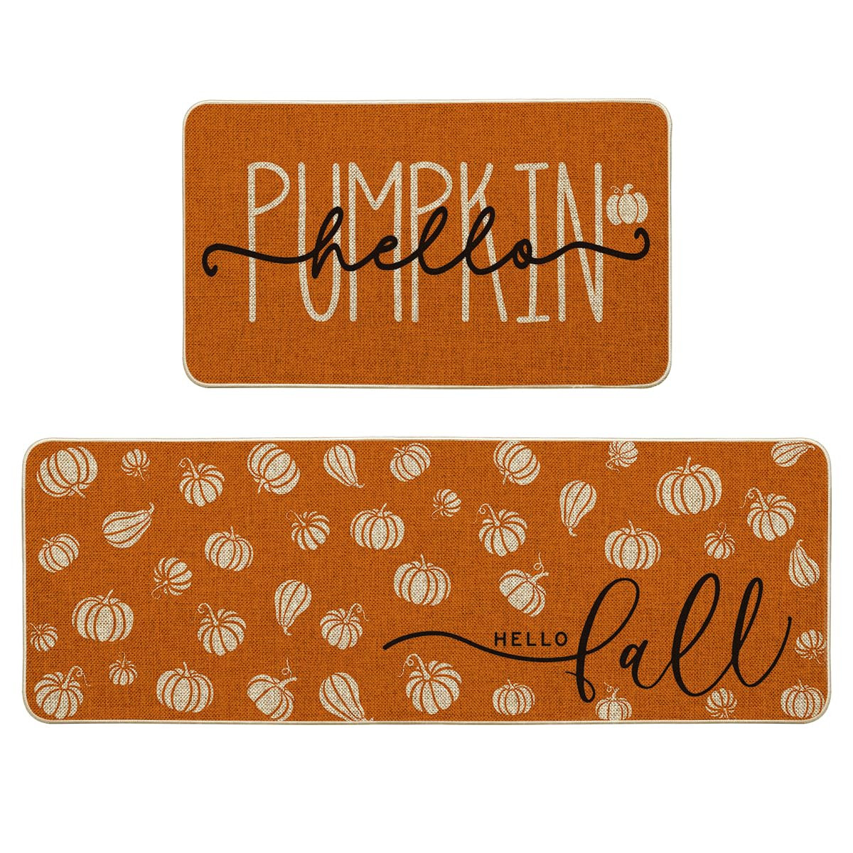 Artoid Mode Orange Hello Pumpkin Fall Kitchen Mats Set of 2, Autumn Home Decor Low-Profile Kitche... | Amazon (US)