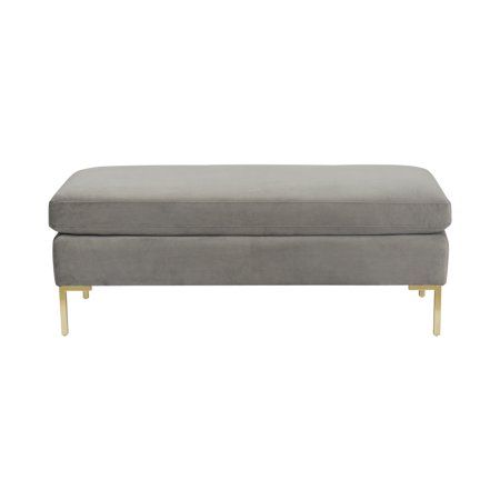 HomePop Bedford Large Velvet Decorative Bench with Pillow Top-Gray | Walmart (US)