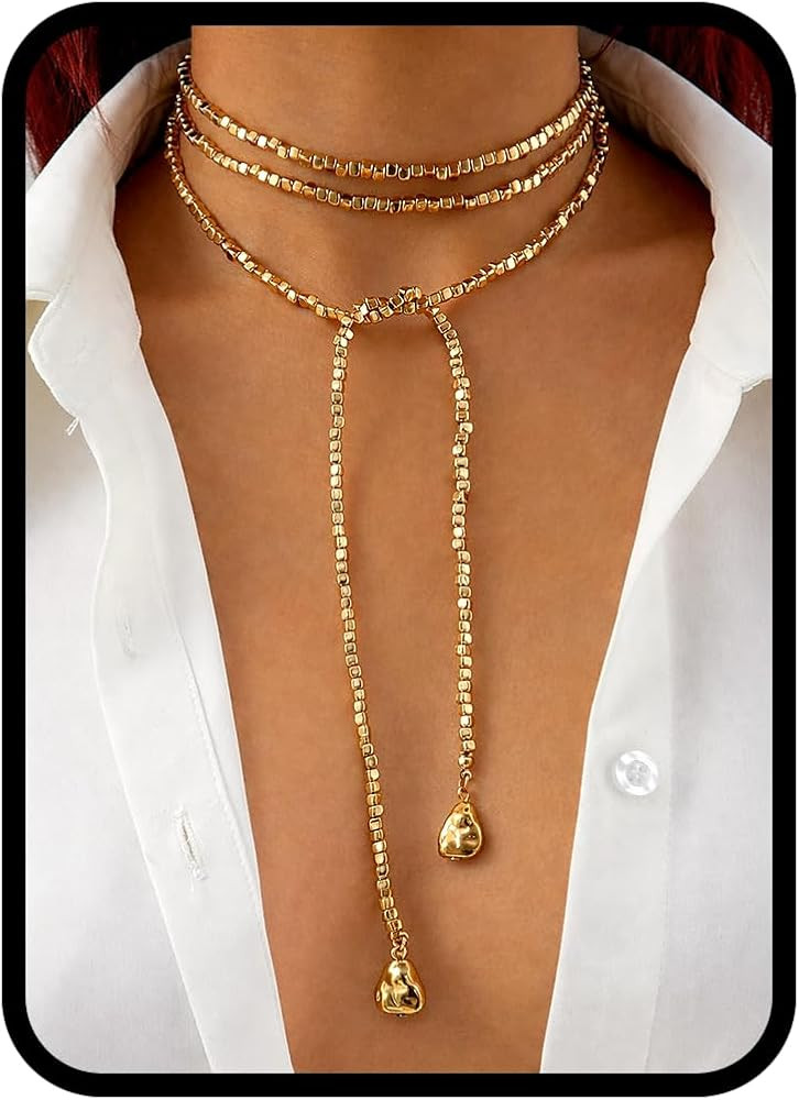 Green Beaded Lariat Necklace with Baroque Pearl Drops – Adjustable Wrap Y Style Jewelry, Beach ... | Amazon (US)