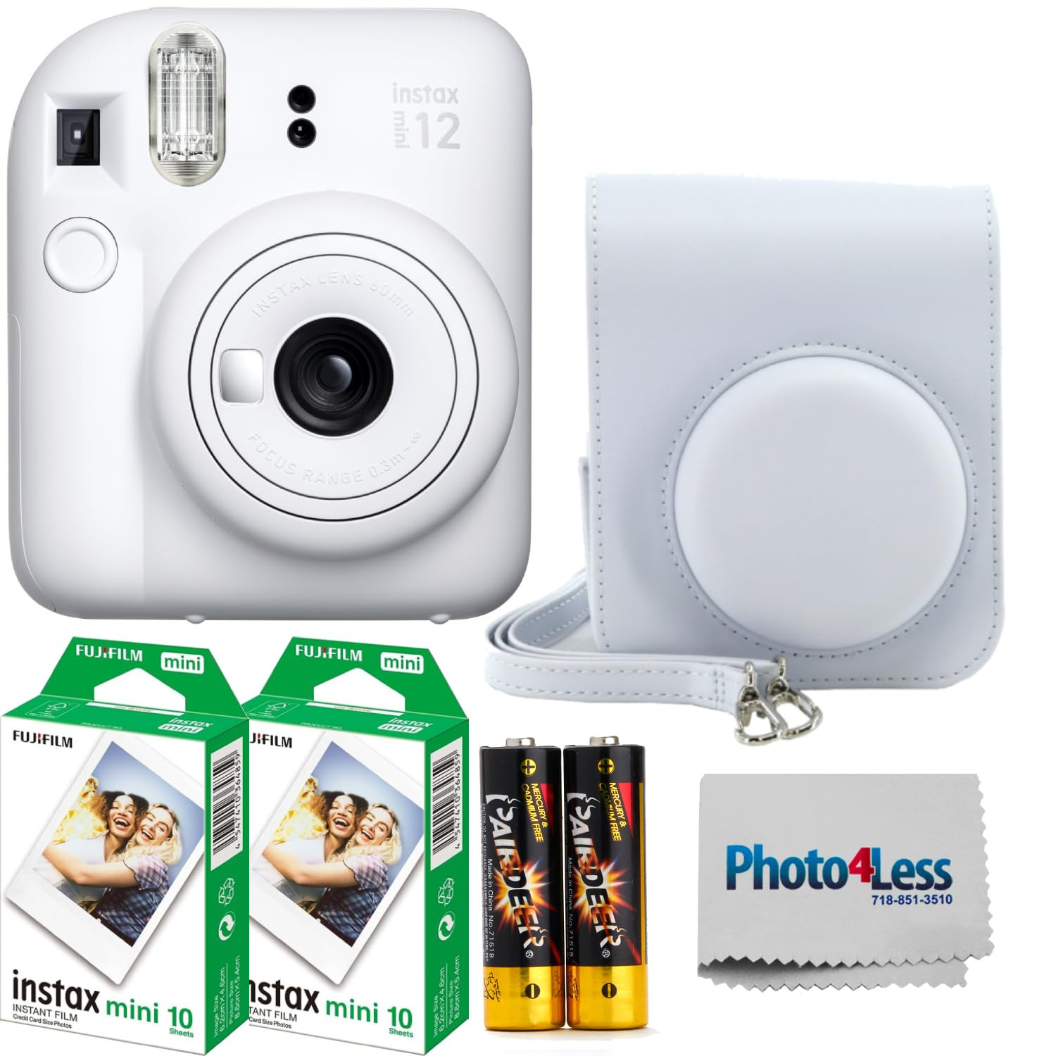 Fujifilm Instax Mini 12 Instant Film Camera Clay White, Fuji Instax Mini Twin Pack Instant Film 2... | Amazon (US)