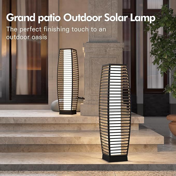 Grand patio Outdoor Floor Lamp Solar Powered Lantern Waterproof Resin Wicker Boho Deck Lights for... | Amazon (US)