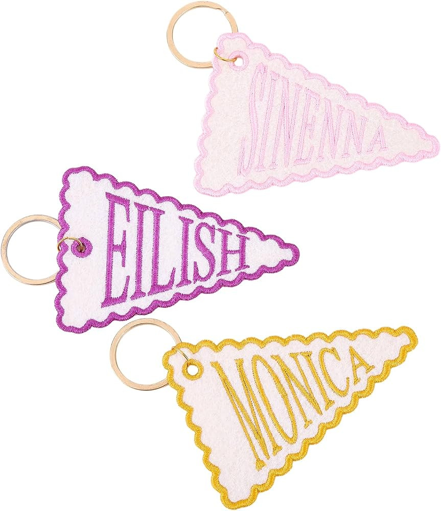 Custom Embroidered Pennant Name Tag, Personalized Felt Bag Charm Keychain | Amazon (US)