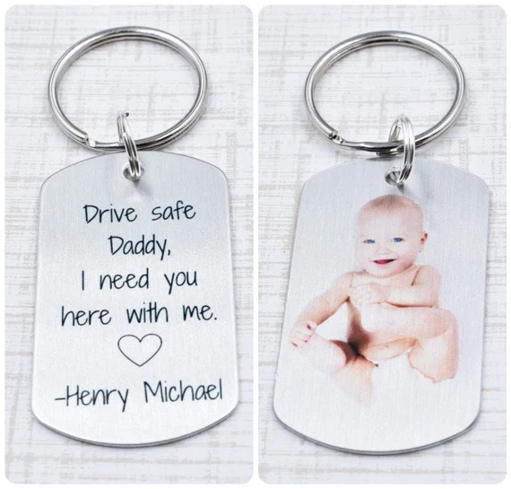 Drive Safe Daddy Keychain - Custom Name - Double Sided Key Chain -Photo Keychain - Photo Keychain... | Etsy (US)