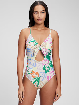 Recycled Bunny-Tie Cutout One-Piece Swimsuit | Gap (US)