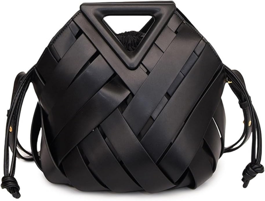 Woven Bucket Crossbody Bags for Women, Top-handle Retro Leather Adjustable Hobo Purse with Zipper... | Amazon (US)