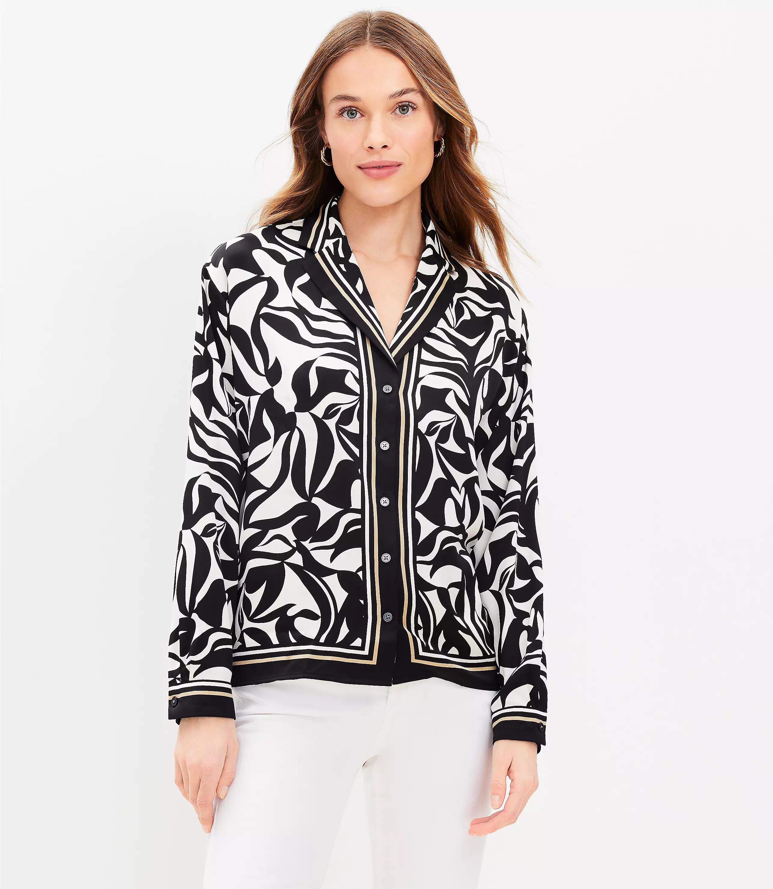 Swirl Twill Lapel Shirt | LOFT