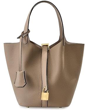 Genuine leather bucket bag for women old trend lychee drawstring soft basket tote bag | Amazon (US)