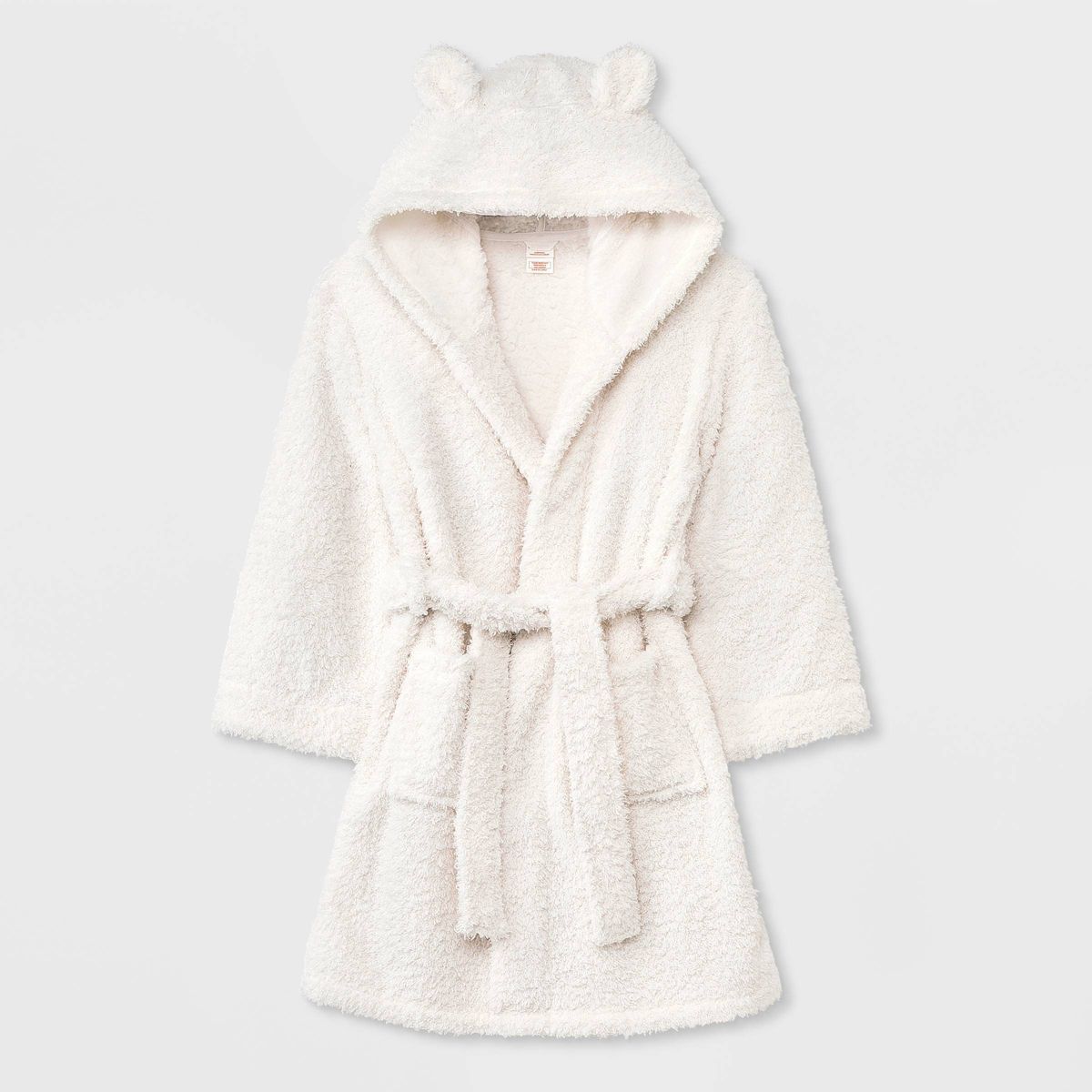Girls' Bear Hooded Fleece Robe - Cat & Jack™ Cream M | Target