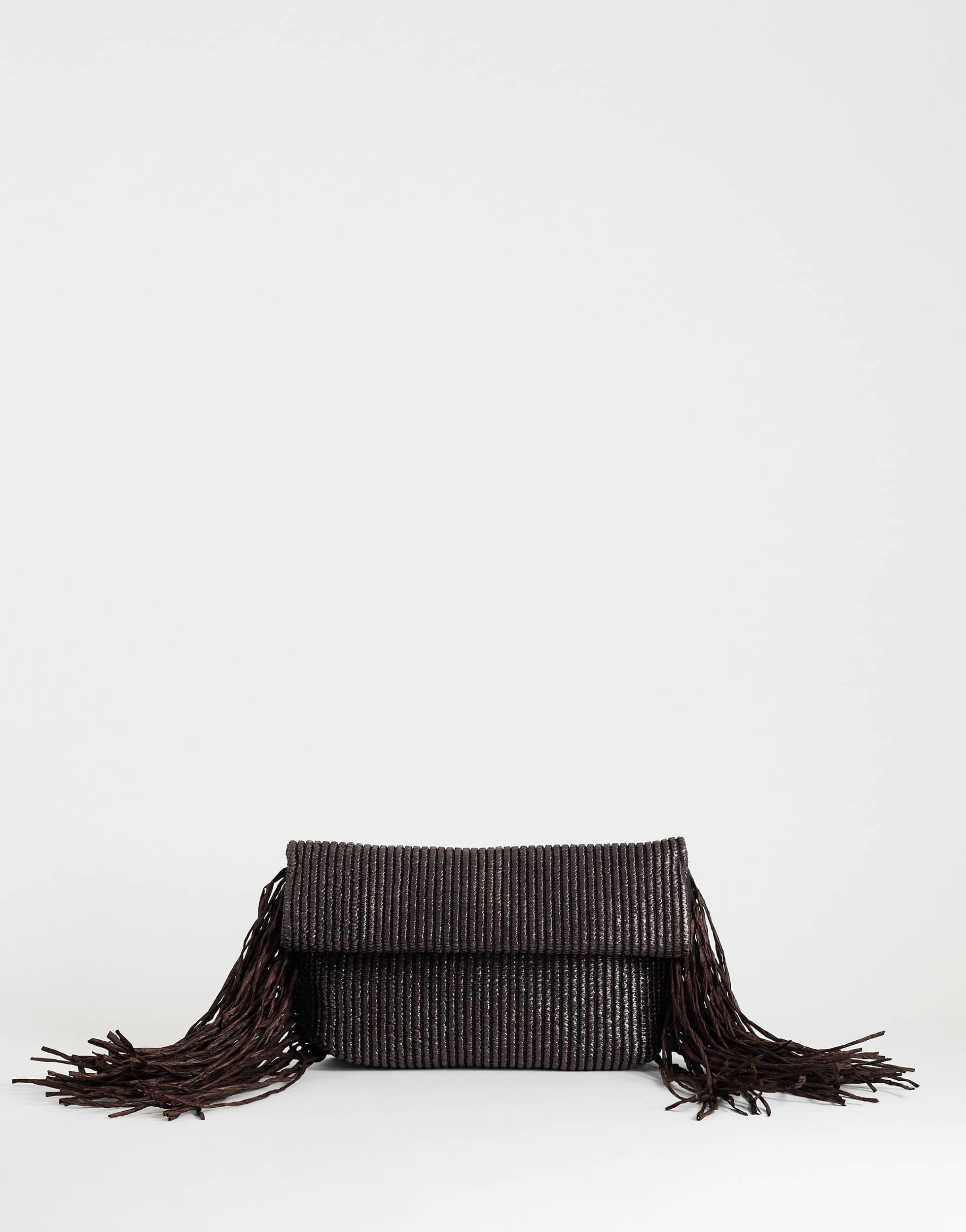 Pochette tissée à pompons Topshop couleur chocolat | Topshop (UK, DE, FR)
