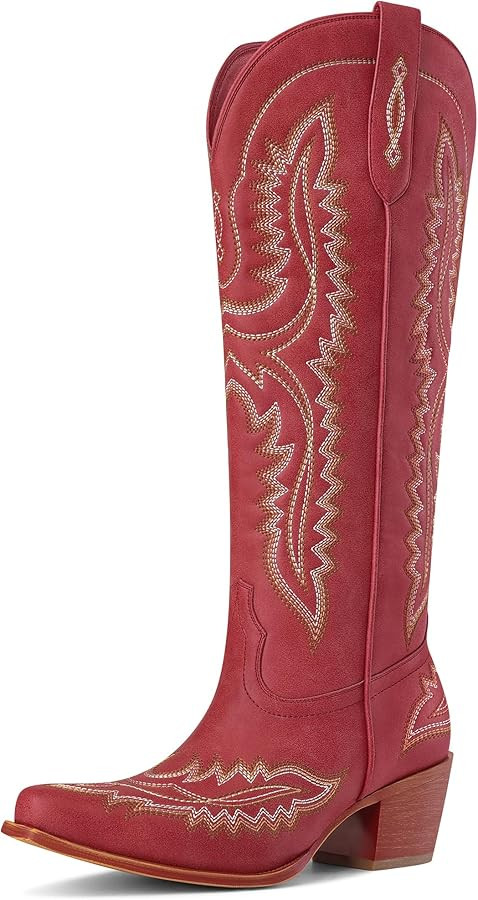 MUCCCUTE Cowboy Boots for Women Cowgirl Boots Western Knee High Pointed Toe with Classic Embroide... | Amazon (US)