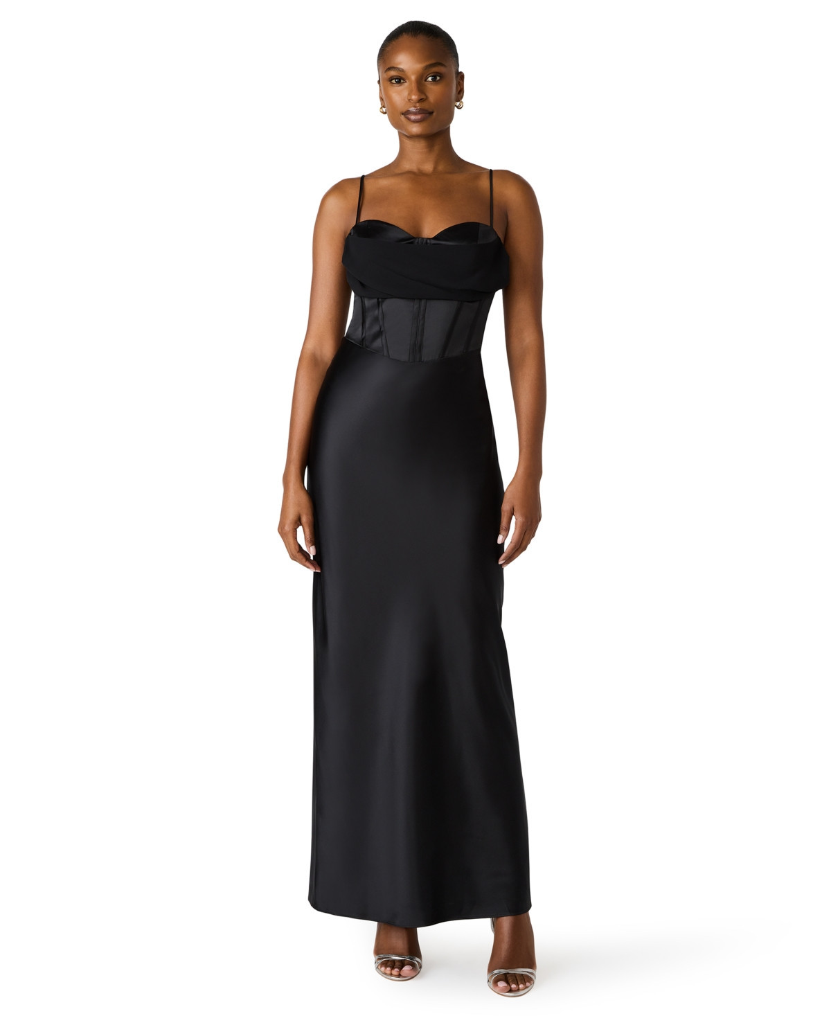 Steve Madden Juniors' Sleeveless Sweetheart Neck Bustier Gown - Black | Macy's