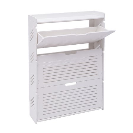 OUKANING Ultra-Thin 3-Tier Shoe Cabinet Louvered Organizer Rack Corner Storage Flip Drawers Shoes Ca | Walmart (US)